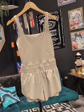 Women’s Sleeveless Romper in Light Beige